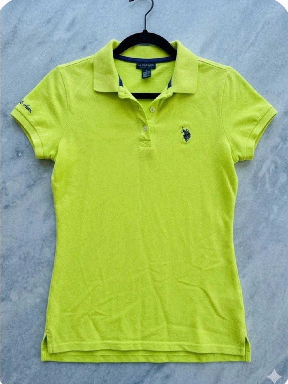 Y2K Neon Lime Green US Polo Association top size small preppy summer staple